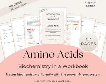 Amino Acids - Biochemistry Worbook | Master 21 proteinogenic amino acids with proven 4-level system | efficient learning | Ebook | ENGLISH