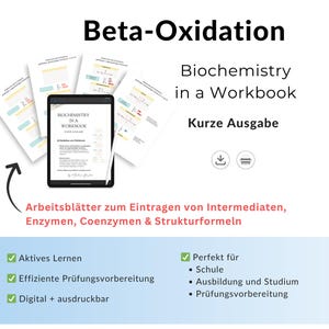 Learn Beta Oxidation – Biochemistry Workbook | Exercises for Quick Review & Exam Preparation | Ebook | German | Short Edition