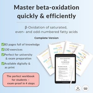 Beta-oxidation of fatty acids - Biochemistry Worbook | Master the pathway with proven 4-Steps-system (Complete Edition) | Ebook | ENGLISH