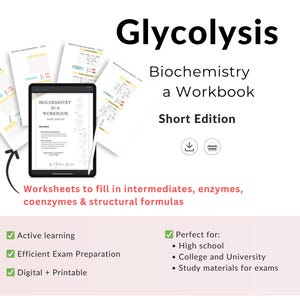 Learn Glycolysis – Biochemistry Workbook | Worksheets for quick review & exam preparation | Short edition | Ebook | English