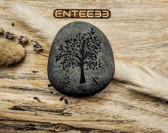 Piedra conmemorativa "Árbol con iniciales" Tamaño 1 (30-55 mm) #NUEVO - Se puede reproducir la escritura a mano - NUEVO#