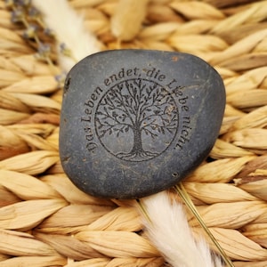 Memorial stone &quot;Life ends, love does not.&quot; Size 60-90 mm #NEW - Your own handwriting can be reproduced - NEW#