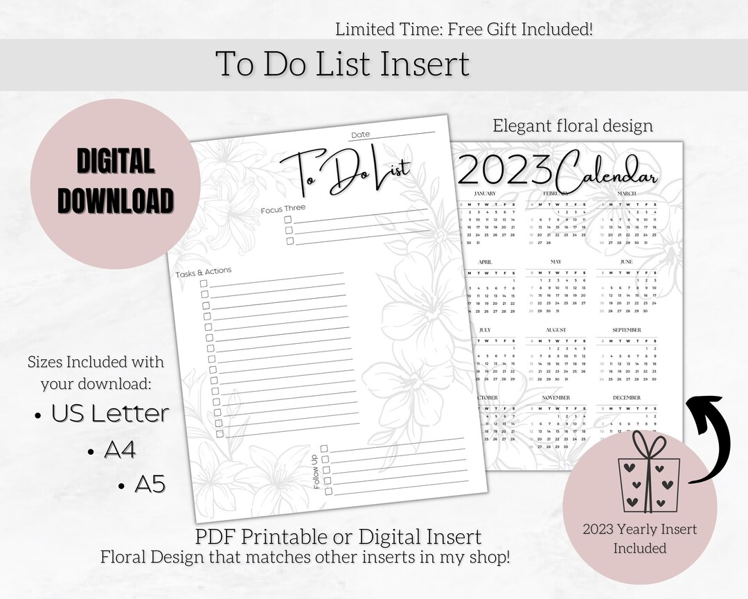 Printable Todo List, Simple Elegant Design, Productivity Checklist ...