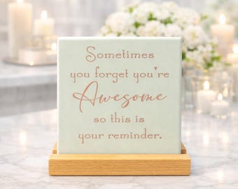 Inspirational Ceramic Desk Plaque With Wood Stand