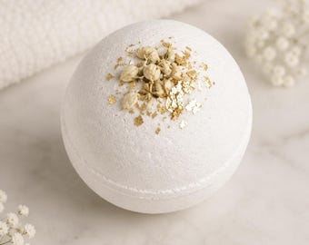 Luxury Jasmine Blossom Bath Bomb | Soft Floral Spa Bath Fizzy | Handmade Self-Care Gift