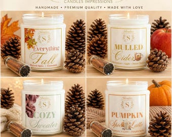 Set de regalo de velas de otoño / Velas de cera de soja de lujo, aromas otoñales