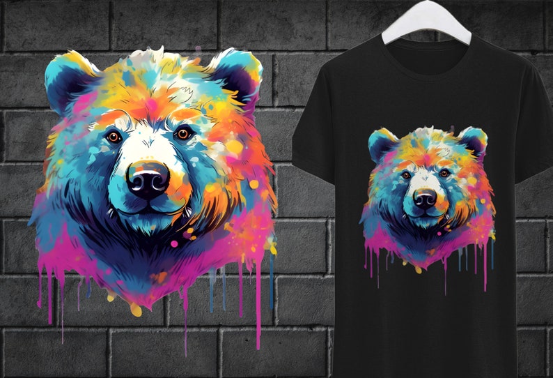 Colorful Bear Face PNG Colorful Bear Sublimation Bear - Etsy