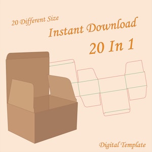 20 Different Sizes Corrugated Cardboard Box Templates - Digital Download - Gift Box (Ai,Pdf,Dxf,Svg)