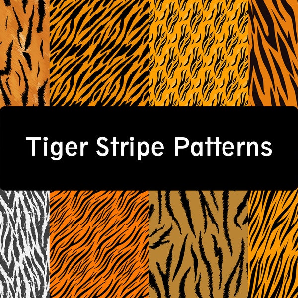 Seamless Tiger Stripe Patterns - Jungle Animal Print - SVG - For Designs, Digital Paper, etc.