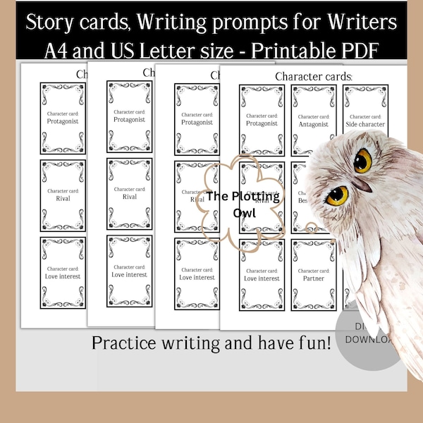 Printable Writers Authors Story Cards Storytelling Writing Prompts Worldbuilding Creative Writing Ideas Card Game PDF Book Novel Planner