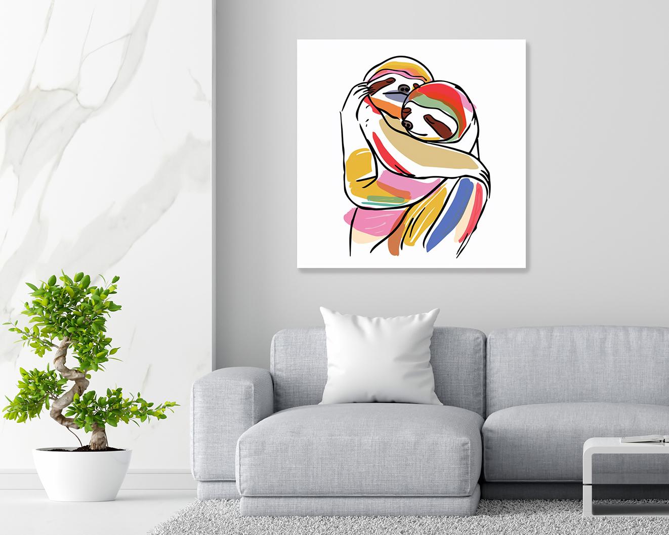 Colorful Embrace Abstract Art, Canvas or Poster, Whimsical Modern Decor ...