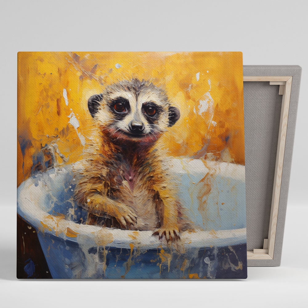 Meerkat In Bathtub, Canvas Or Poster, Bathroom Wall Art, Animal Decor, Bathroom Wall Decor, Meerkat Decoration, Meerkat Bathroom Art