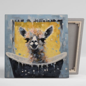 Llama In Bathtub, Canvas Or Poster, Animal Decor, Bathroom Decor, Bathroom Wall Art, Llama Wall Art, Llama Bathroom Decor, Llama Art