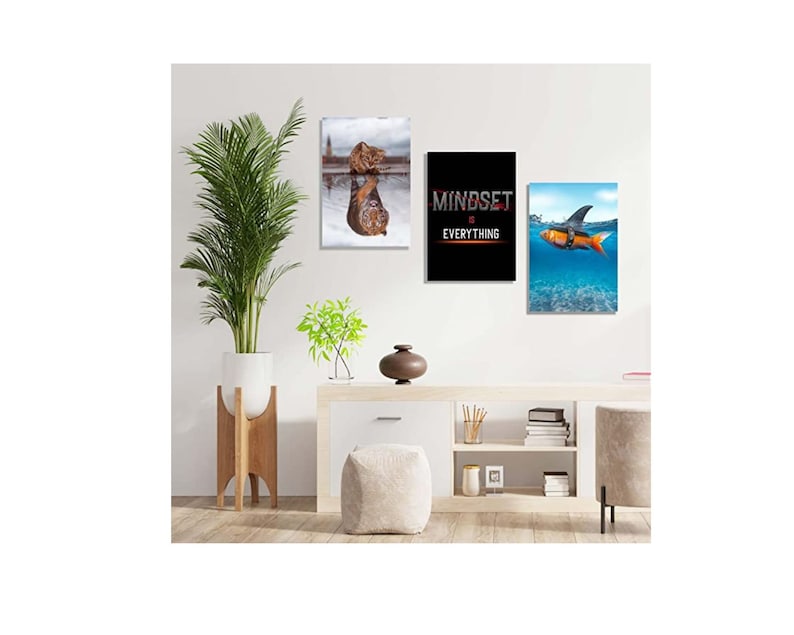 MINDSET IS EVERYTHING - Motivational Office Wall Art - Inspirational Mindset Wall Art for Home Gym and Office Wall Decor Set of 3 image 3