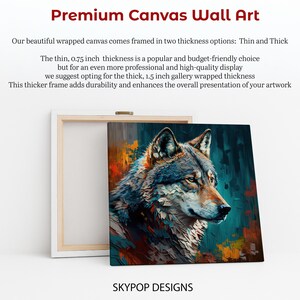Wolf Art, Canvas or Poster, Abstract Modern Rustic Bohemian Decor, Living Room Bedroom Entryway Office Wall Art,Blue Multicolor Orange Brown image 7