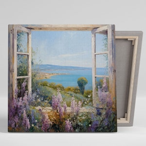 Flower Window Wall Art, Canvas Or Poster, Window Garden Beauty, Floral Delight, Blooming Wall Art, Floral Framed Views, Flower Window Decor