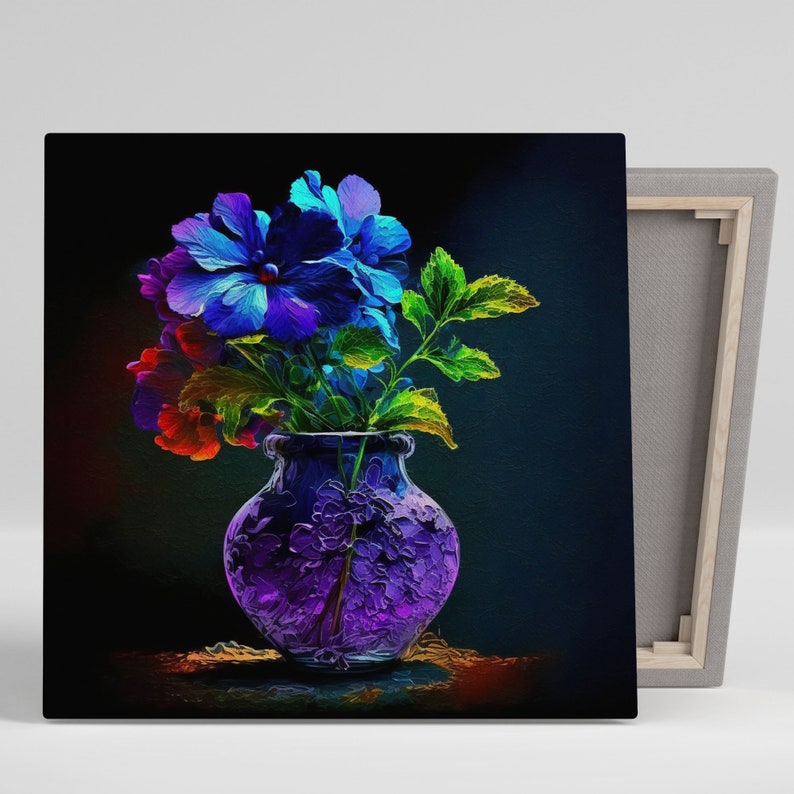 Blue Flower Blue Vase Wall Art Modern Decor Home Decor Etsy