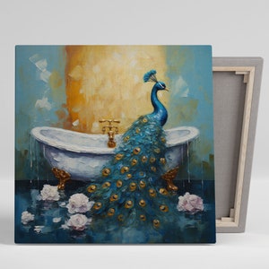 Peacock In Bathtub, Canvas Or Poster, Animal Decor, Bathroom Wall Art, Exotic  decor, Bathroom Wall Decor, Bathroom Decoration with Peacock