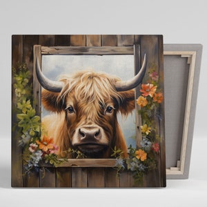 Highland Cow Wall Art, Canvas Or Poster, Highland Cow Wall Decor, Home Decor, Living Room Decor, Cow Modern Art, Cow Wall Hanging