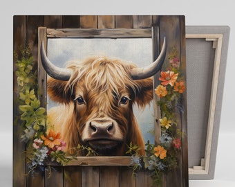 Highland Cow Wall Art, Canvas Or Poster, Highland Cow Wall Decor, Home Decor, Living Room Decor, Cow Modern Art, Cow Wall Hanging