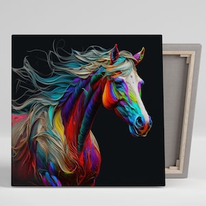 Horse Wall Decor. Canvas Or Poster, Abstract Horse, Horse Room Decor, Horse Gallery Wall, Horse Wall Art, Vibrant Horse Wall hanging bild 1