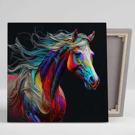 Horse Wall Decor. Canvas Or Poster, Abstract Horse, Horse Room Decor, Horse Gallery Wall, Horse Wall Art, Vibrant Horse Wall hanging