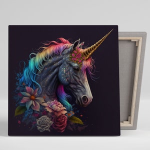 Vibrant Unicorn, Canvas Or Poster, Unicorn Bright Colors Art, Kids Room Decor, Nursery Art, Magical Art
