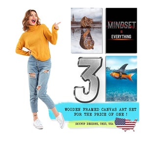 MINDSET IS EVERYTHING - Motivational Office Wall Art - Inspirational Mindset Wall Art for Home Gym and Office Wall Decor Set of 3 image 5
