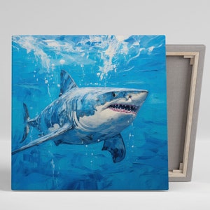 Shark Wall Art, Canvas Or Poster, Shark Wall Decor, Animal Decor, Nursery Decor, Living Room Decor, Home Decor, Bedroom Wall Decor