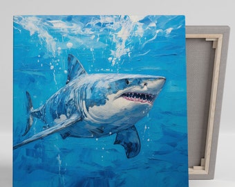 Shark Wall Art, Canvas Or Poster, Shark Wall Decor, Animal Decor, Nursery Decor, Living Room Decor, Home Decor, Bedroom Wall Decor