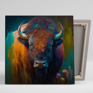Bison Art Wall Decor, Canvas Or Poster,  Wildlife Art, Animal Art, Nature Art, Bison Wall Hanging, Bison Canvas Art
