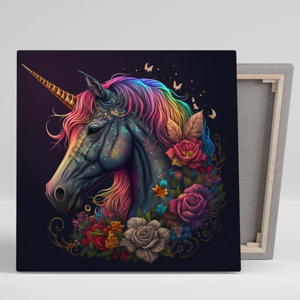 Vibrant Unicorn, Canvas Or Poster, Vibrant Unicorn Wall Hanging, Fantasy Art, Kids Room Decor, Nursery Art, Magical Art