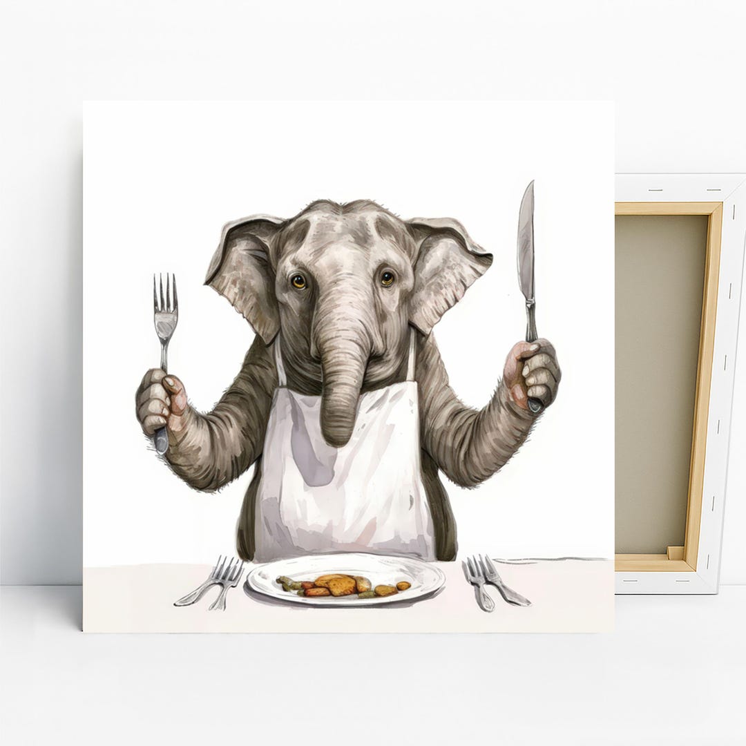 Elephant Art, Canvas or Poster, Whimsical Bohemian Contemporary 