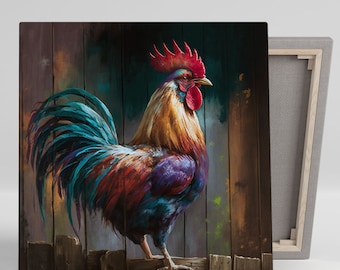 Rooster Wall Decor, Canvas Or Poster, Farmhouse Wall Art, Rooster Decor, Rooster Home Decor, Animal Artwork, Rooster Wall Hanging, Kid Decor