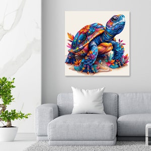 Kaleidoscopic Sea Turtle Art, Canvas or Poster, Whimsical Bohemian Decor, Living Room Bedroom Office Children's Room Wall Art, Multicolor image 5