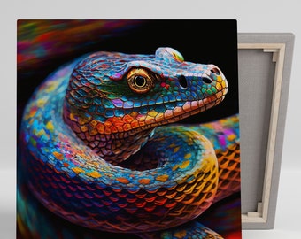 Snake Wall Art, Canvas Or Poster, Snake Wall Decor, Nature Art, Vibrant Snake, Animal Lovers, Home Decor, Interior Design, Modern Art,