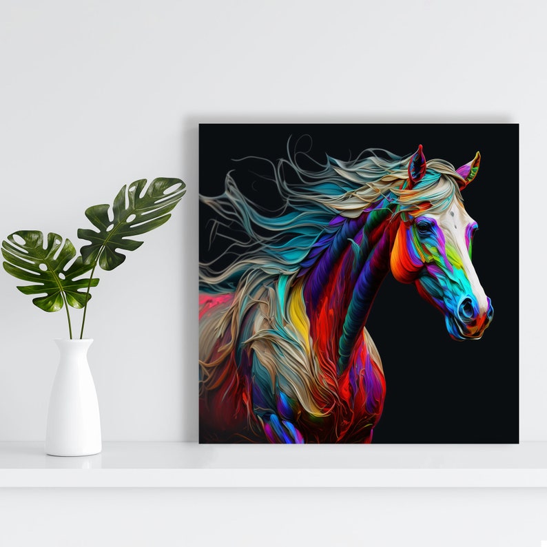 Horse Wall Decor. Canvas Or Poster, Abstract Horse, Horse Room Decor, Horse Gallery Wall, Horse Wall Art, Vibrant Horse Wall hanging bild 5