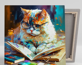 Cat with Glasses Wall Art, Canvas Or Poster, Nursery Decor ,Cat Art, Cat Wall Decor, Animal Wall Art, Cat Poster, Cat Canvas Art, Cat Decor