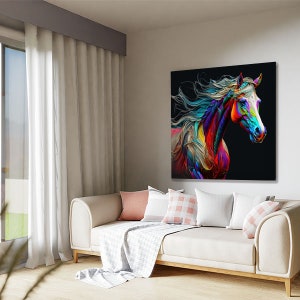 Horse Wall Decor. Canvas Or Poster, Abstract Horse, Horse Room Decor, Horse Gallery Wall, Horse Wall Art, Vibrant Horse Wall hanging bild 4