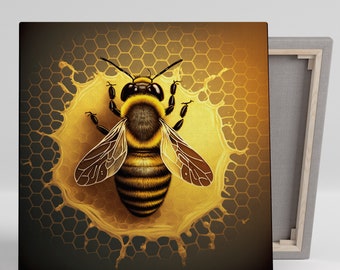 Honey Bee Wall Decor, Canvas Or Poster, Buzzing with Style , Wall Decor , Home Decor, Living Room Decor, Bedroom Decor