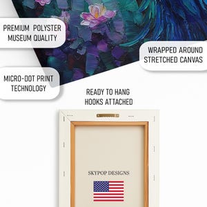 Peacock Art, Canvas or Poster, Bohemian Modern Decor, Living Room Bedroom Dining Room Entryway Wall Art, Blue Teal Gold, Bird Wall Art image 4