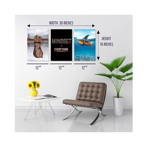 MINDSET IS EVERYTHING - Motivational Office Wall Art - Inspirational Mindset Wall Art for Home Gym and Office Wall Decor Set of 3 image 2