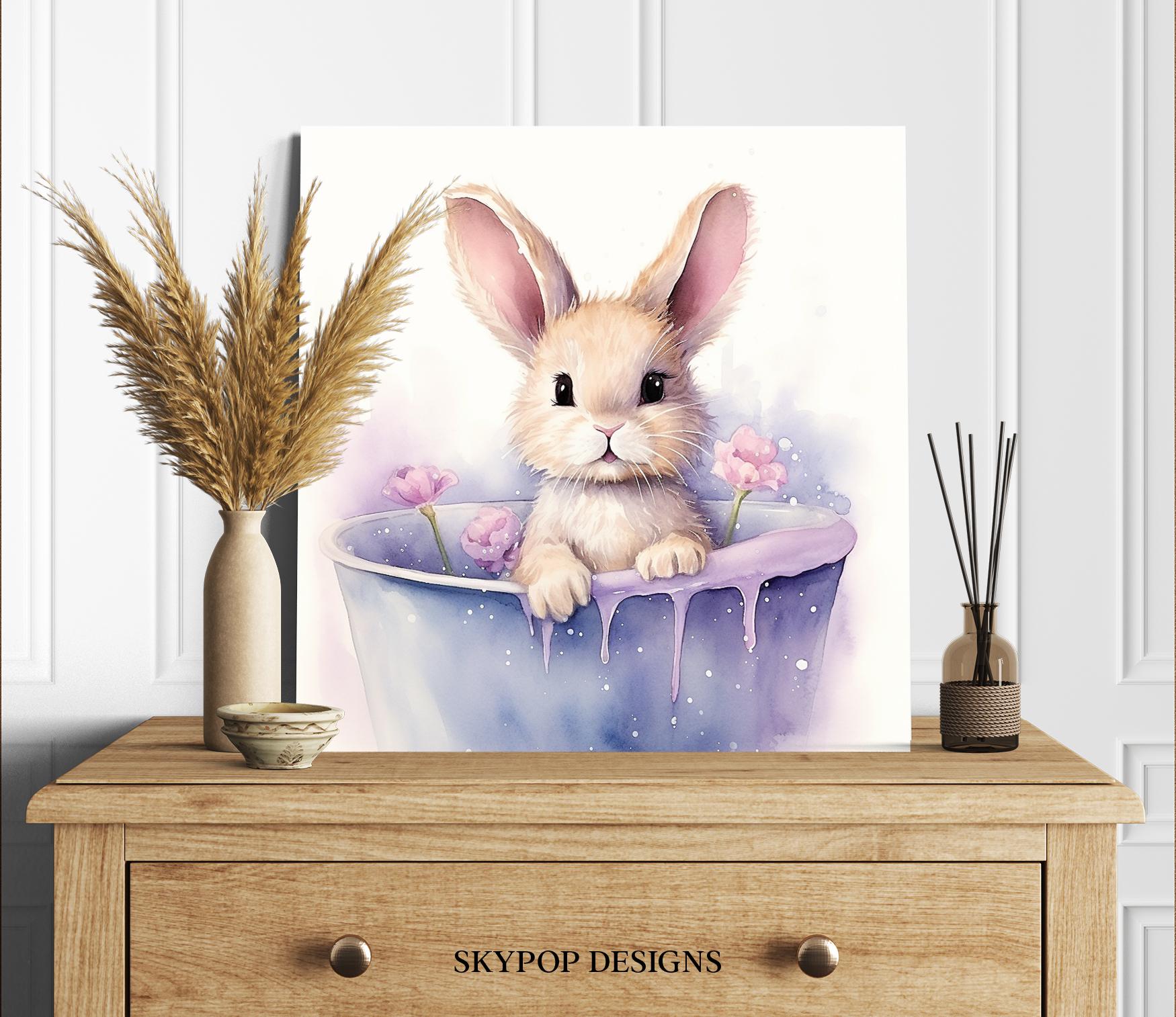 Enchanted Bunny Art, Canvas or Poster, Whimsical Nature Decor, Children ...