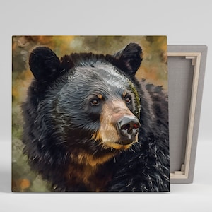 Black Bear Wall Decor, Canvas Or Poster, Bear Themed Decor, Animal Artwork, Black Bear Gallery, Living Room Decor, Kids Art, Bear Wall Hang