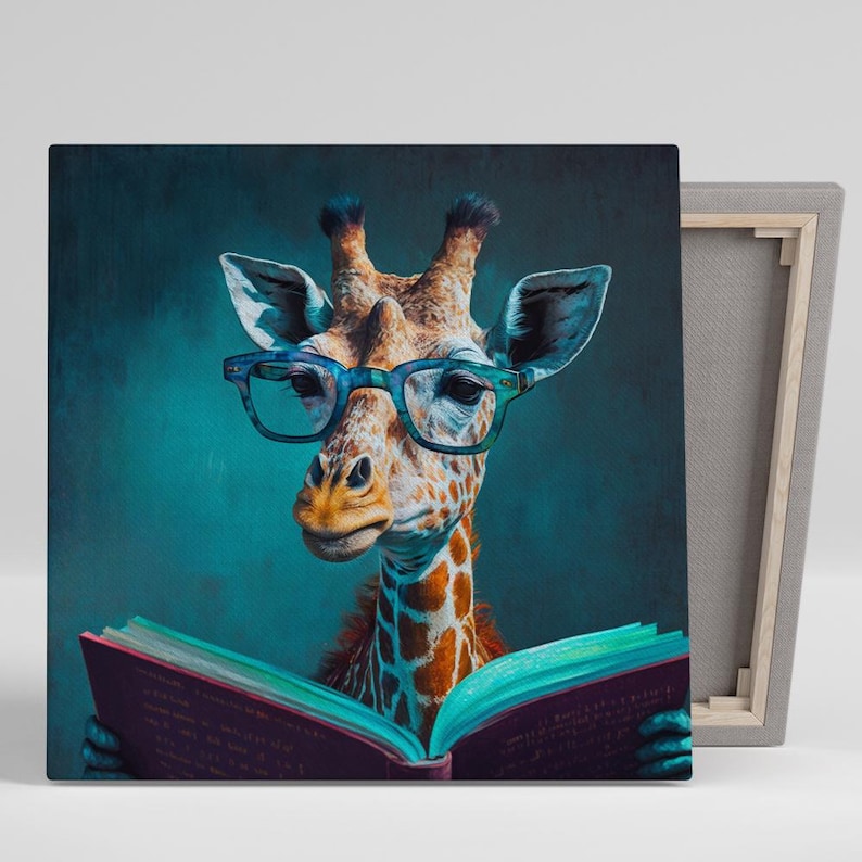 Giraffe Wall Art, Canvas or Poster, Whimsical Animal Contemporary Decor