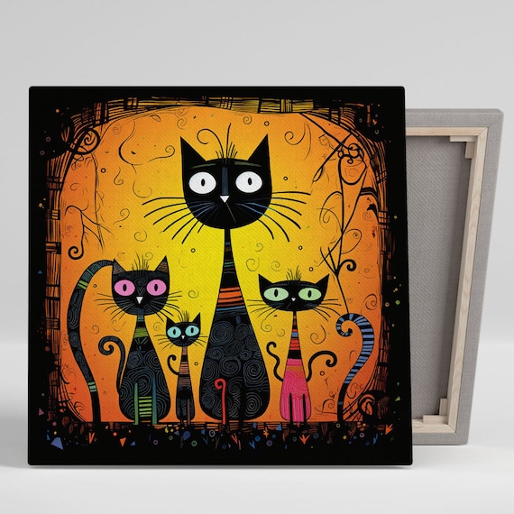 Abstract Cats Wall Art, Canvas Or Poster, Cat-Inspired Decor, Modern Animal Art, Contemporary Cat Designs, Home Decor, Cat Wall Hanging