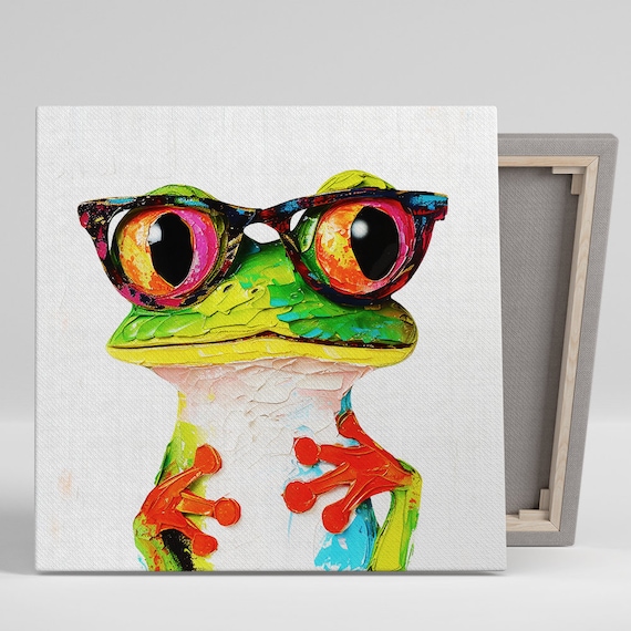 Funky Frog Vision Wall Art, Canvas or Poster, Whimsical Pop Art