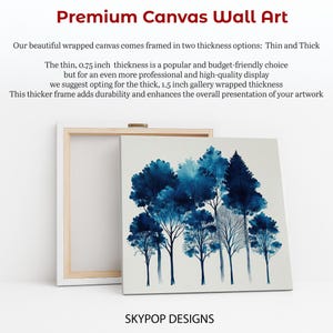 Forest Art, Poster or Canvas, Abstract Minimalist Decor, Living Room Bedroom Office Entryway Wall Art, Blue White Black, Modern Wall Art image 7