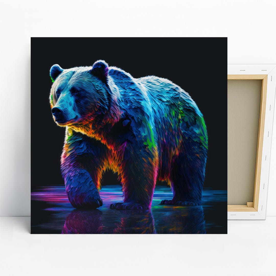 Cosmic Bear Art, Canvas or Poster, Abstract Animal Decor, Living