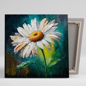 White Daisy Flower Wall Art, Canvas Or Poster ,Spring Home Decor, Botanical Wall Decor, Minimalist Art, Modern Art, White Flower Art.